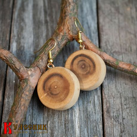 Серьги "Улиточки" - из спила сливы