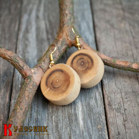 Серьги "Улиточки" - из спила сливы