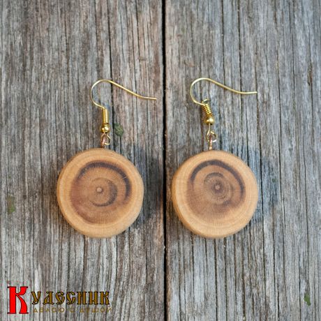 Серьги "Улиточки" - из спила сливы
