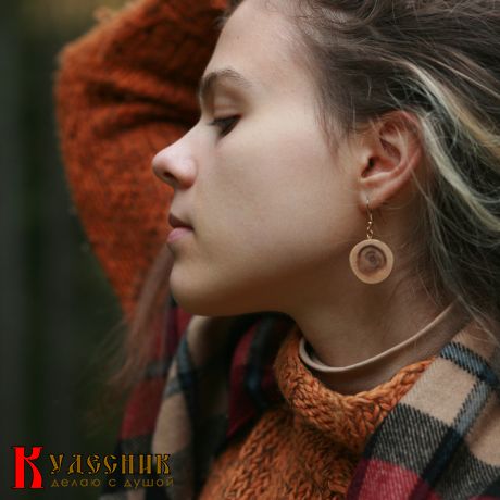 Серьги "Улиточки" - из спила сливы