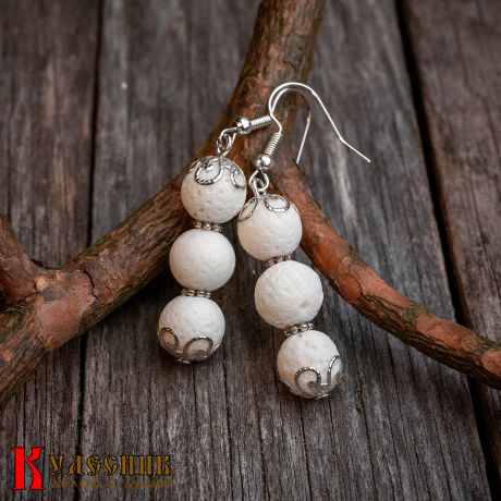 Серьги "Снеговички" из коралла