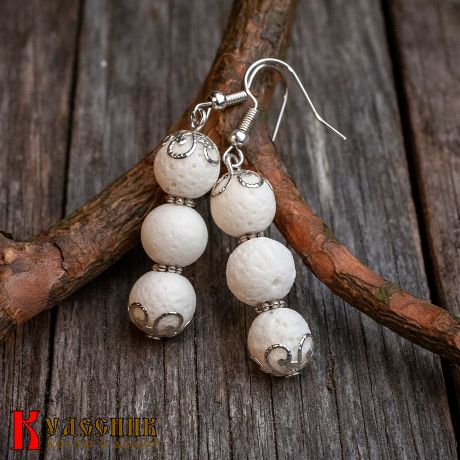 Серьги "Снеговички" из коралла