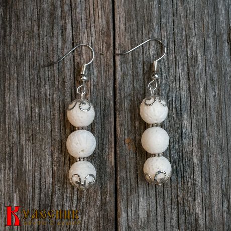 Серьги "Снеговички" из коралла