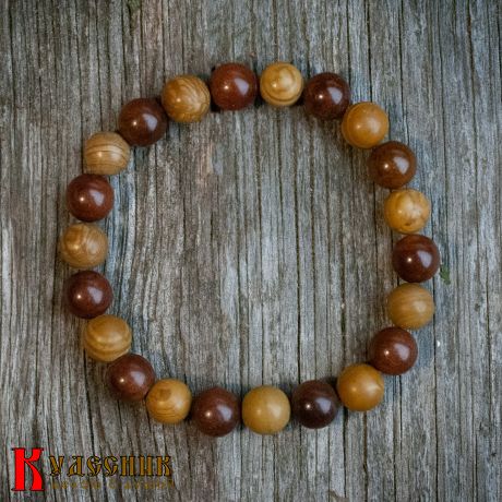 Браслет "Кофе со сливками" из яшмы и бычьего глаза