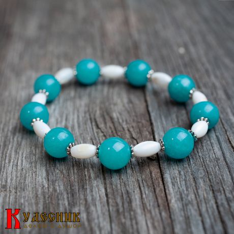 Браслет "Бриз" - из амазонита и ракушечника