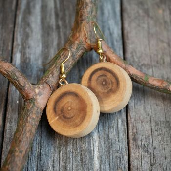 Серьги "Улиточки" - из спила сливы