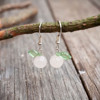 Серьги "Молодильные яблочки - из розового кварца и акрила