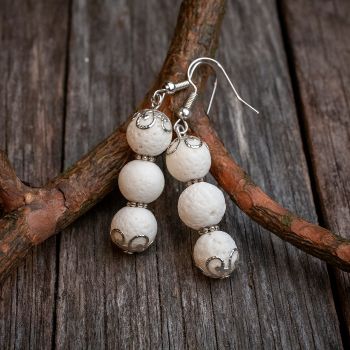 Серьги "Снеговички" из коралла