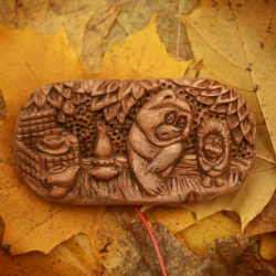 Заколка "Ёжик в тумане" - из древесины липы