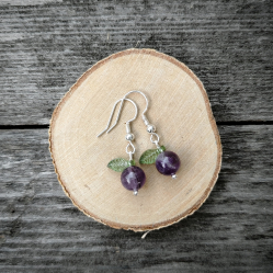 Серьги "Молодильные яблочки" - из аметиста и акрила