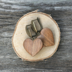 Серьги "Сердце леса" - из древесины американского ореха